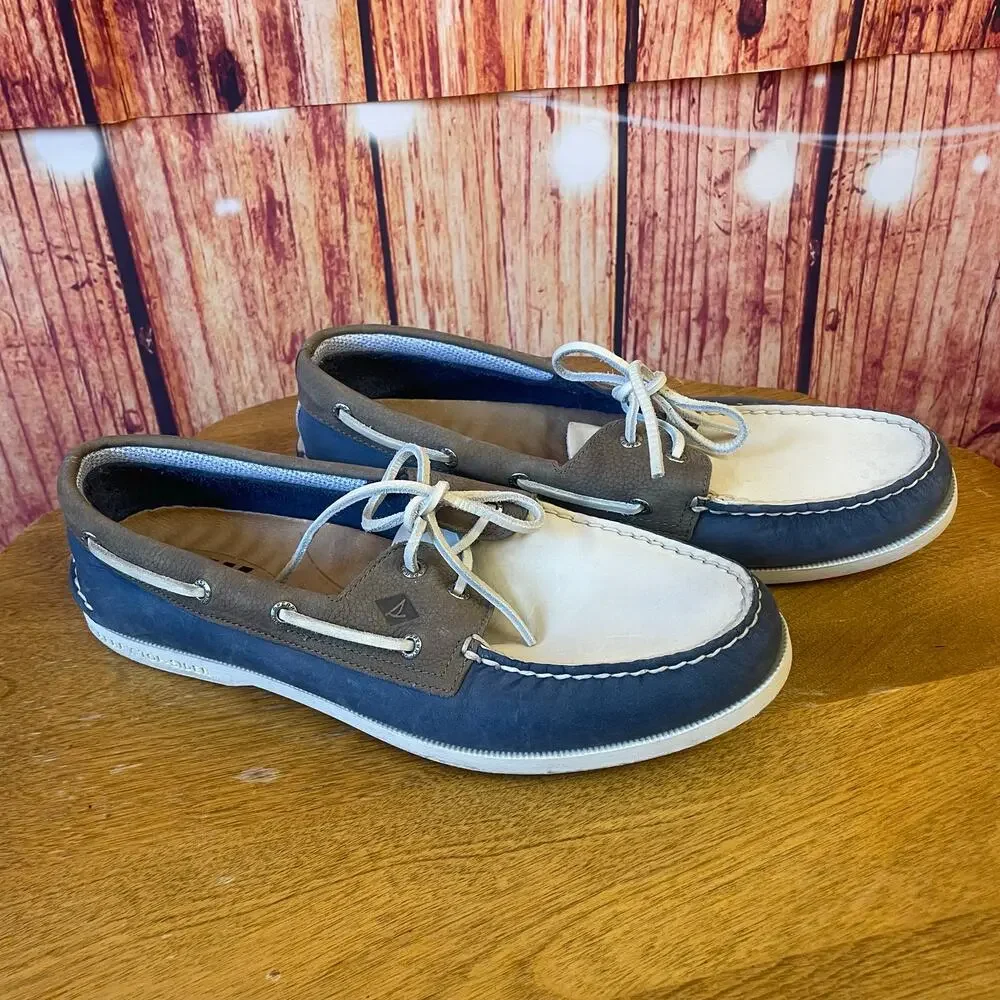 Sperry Authentic Originals 2-Eye Plushwave Tri-Tone Boat Shoes  11.5 Men's Deck